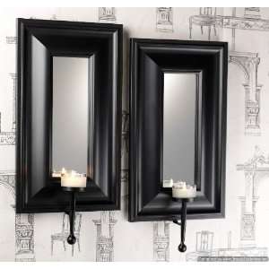   Rectangular Mirrored Wall Candle Sconce Set