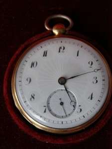 RRR 18k gold Antique French pocket watch.Fancy guilloche dial.Never 