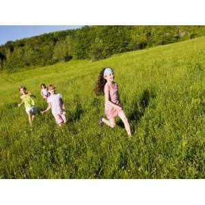  Young girls running in field, Sabins Pasture, Montpelier 