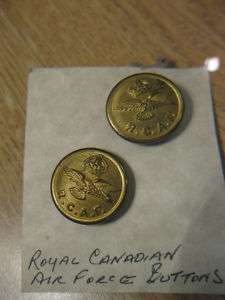 ANTIQUE 2 Royal Canadian Air Force Buttons Brass Eagle  