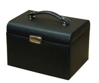 Rowling large Black vintage faux leather jewelry display box storage 