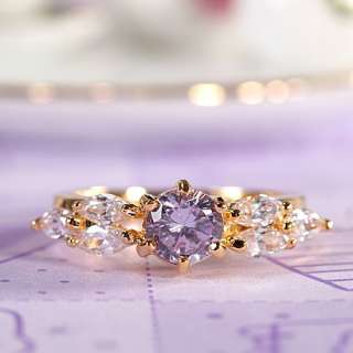 SALE Round Cut 18K Gold Plated Tanzanite Purple Fashion Jewelry Lady 