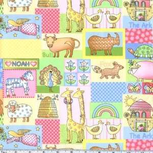  45 Wide Noahs Ark Blocks Pastel Fabric By The Yard 