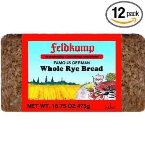 Feldkamp Whole Rye Bread , 16.75 Ounce Vacuum Packs (Pack of 12)