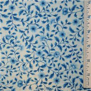 HALF YARD Fabri Quilt BITS & PIECES Blue Flower on Vine Quilt Fabric 1 