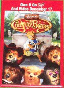 Disney December 17 2002 Country Bears VHS Promo Button  