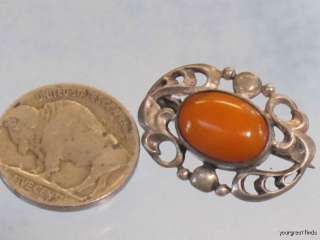 VINTAGE STERLING SILVER & NATURAL GENUINE BUTTERSCOTCH BALTIC AMBER 