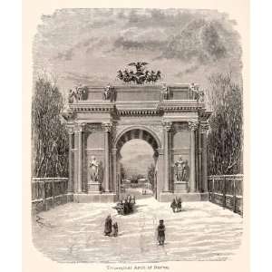  1886 Wood Engraving Triumphal Arch Narva Russia St 