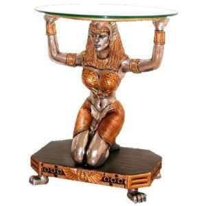 Xoticbrands Ancient Egyptian Goddess Statue Sculpture Glass Console 