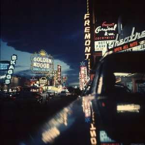  Fremont Street at Night Lit Up by Gambling Casino Neon 