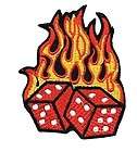 Flaming Dice Rockablily Gambler Embroided Iron on Patch
