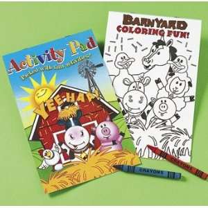  Farm Animal Activity Pads with Crayons (1 dz) Toys 