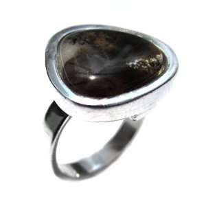  Dendritic Agate and Sterling Silver Triangular Ring Sizes 