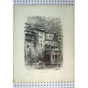  C1864 View Pont En Royans Buildings River Antique Print 