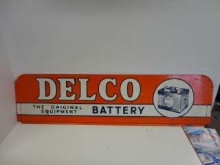 RARE 1940s DELCO BATTERY BATTERIES Rack Topper 2 Sided Metal Non 