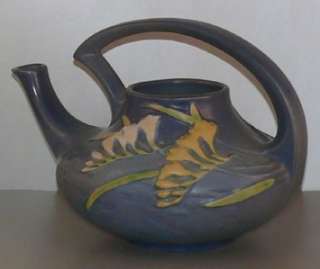 Vintage Roseville Art Pottery Delft Blue Freesia Teapot  
