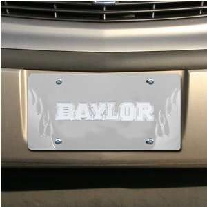  Baylor Bears Silver Mirrored Flame License Plate Sports 
