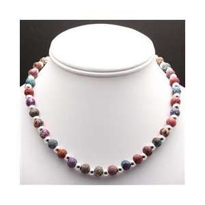    Fall Small Bead Necklace w/ Sterling Rounds 