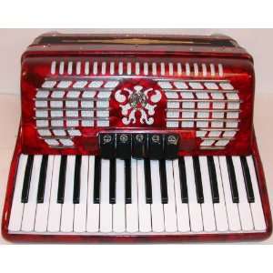  Rossetti 34 Key PIANO Accordion 72 BASS, German Reeds, RED 