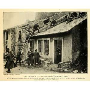  1915 Print WWI French Soldiers Rebuild Destroyed Homes 