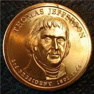 2007 S   THOMAS JEFFERSON   GEM PROOF   GOLDEN PRESIDENTIAL DOLLAR