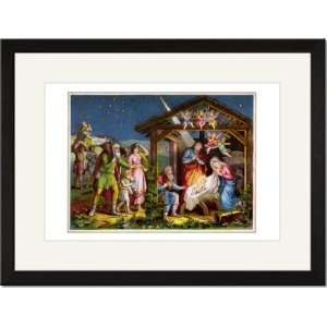  Black Framed/Matted Print 17x23, Farmers see Baby Jesus 