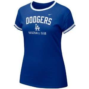  Nike L.A. Dodgers Ladies Royal Blue Ringer Tissue T shirt 