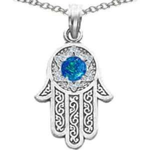   Hand Pendant by Devorah with Lab Created Blue Opal FREE GIFT PACKAGING
