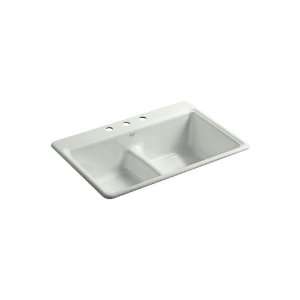   Sink with Double Equal Basins and Three Hole Faucet Drilling, Sea Salt