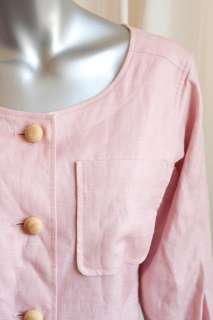YVES SAINT LAURENT Puff Sleeve Pink Linen Jacket 36 NEW  