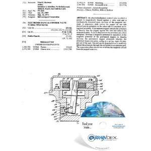 NEW Patent CD for ELECTROMECHANICAL CONTROL VALVE 