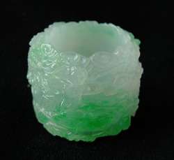 JADEITE Carved APPLE Green THUMB Ring INCREDIBLE  