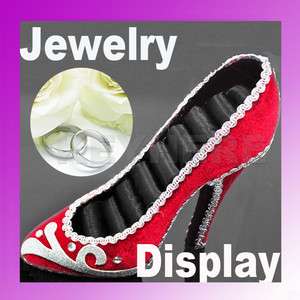 Shoe Ring Earring Jewelry Display Holder Stand Rack Red  