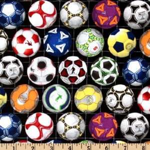  44 Wide Sports Collection Soccer Balls Black Fabric By 