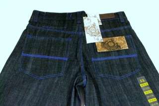 Mens Rich Kids RK Jeans Company Black Blue Stitch 34x32  