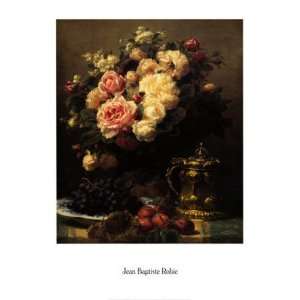 baptiste Robie   Roses Plate of Grapes & Plums by Jean Baptiste Robie 