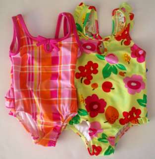 Osh Kosh Baby Girl Diaper Ruffle Pink Yellow Swimsuit  