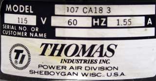 Thomas Industries 107CA18 3 Diaphragm Compressor Pump  