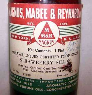 VINTAGE MEDICINE BOTTLE Red Dye MAGNUS MABEE & REYNARD  