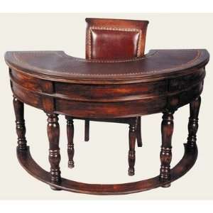    Half Round Desk and Chair Set in Dark Brown