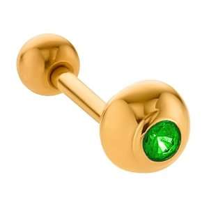  2mm Emerald Domed 14K Yellow Gold Cartilage Stud Earring Jewelry