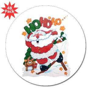   48 Pack) Merry Christmas Santa Claus Skiing Ho Ho Ho 