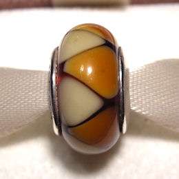 AUTHENTIC PANDORA Sterling Silver Amber Murano Glass CAPTIVATING 