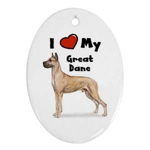  I Love My Great Dane Ornament (Oval)