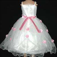   Pink Christmas Wedding Bridesmaid Flowers Girls Pageant Dress SZ 3 4T