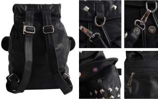 Black Shiny Metal Stud School Punk Backpack / Mans & Womens College 