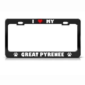  Great Pyrenee Paw Love Heart Pet Dog Metal license plate 