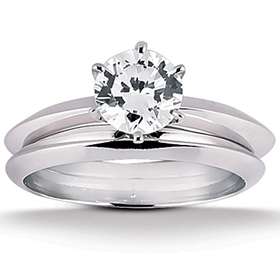 SI 1.00Ct Round Diamond Engagement Solitaire Wedding Ring Set White 