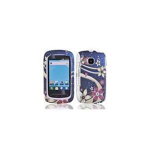  Samsung Double Time I857 Blue Flower Design Rubberized 