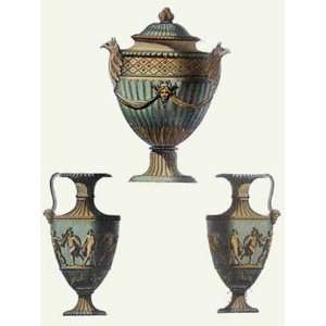 Vases   Pl. III Green Etching , Classical Design Engraving Intaglio 